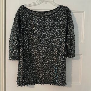 Alex Marie Black and Silver Sequin Top